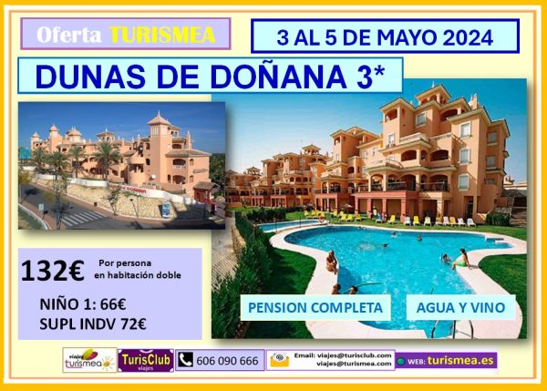 DUNAS DE DOÑANA 3* – 3 AL 5 DE MAYO 2024