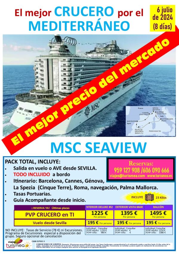 CRUCERO MEDITERRÁNEO – 6 AL 13 DE JULIO 2024