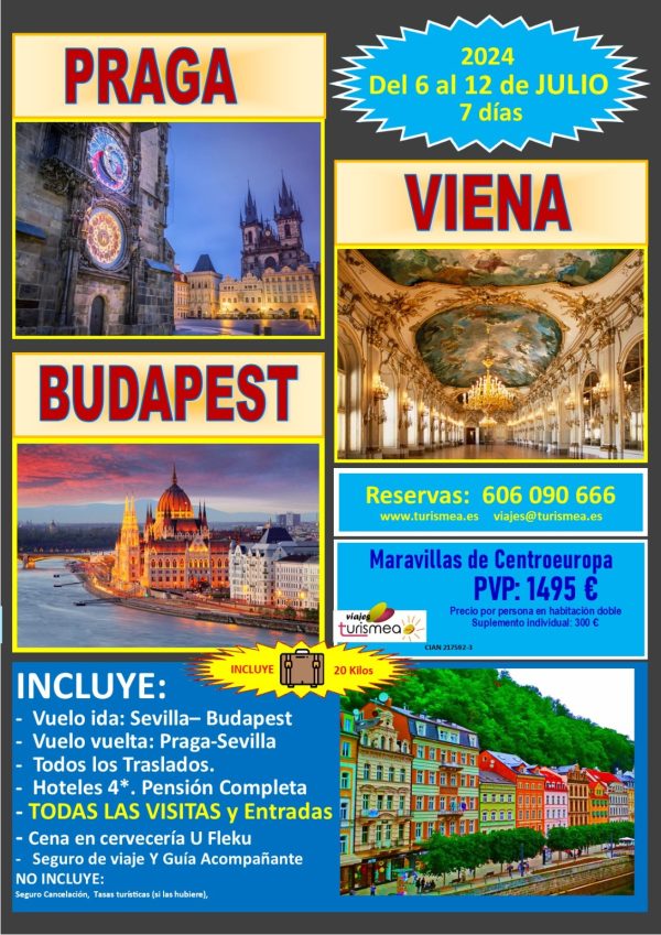 PRAGA, VIENA Y BUDAPEST. 6 AL 12 DE JULIO 2024