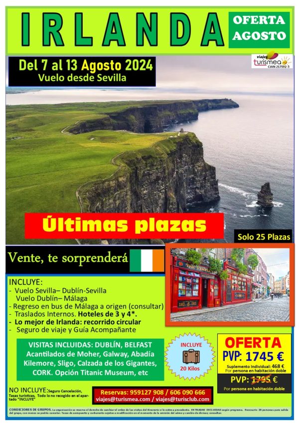 IRLANDA – 7 AL 13 DE AGOSTO 2024